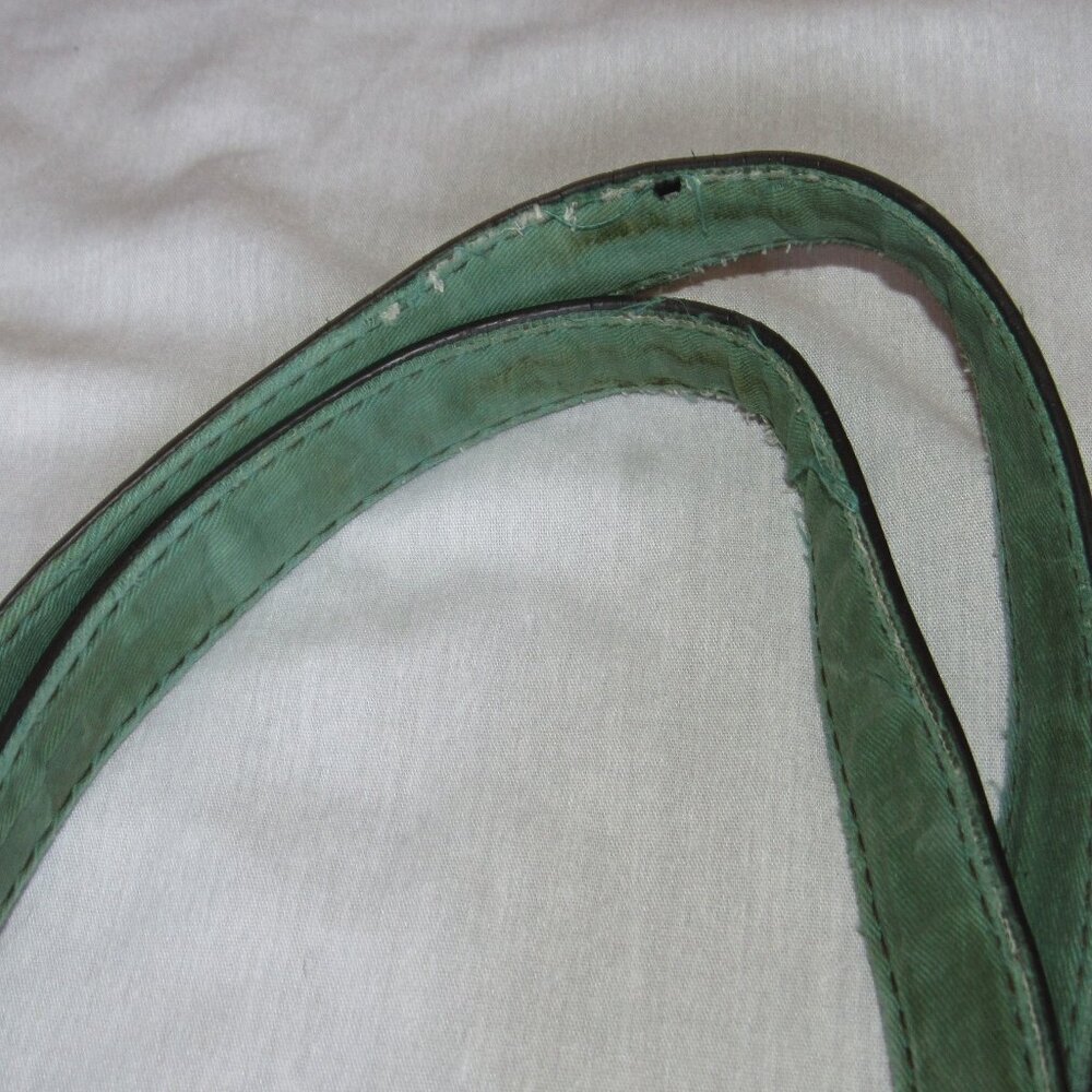 Vtg Lucky Brand Y2K Rocken Ruffles Distressed Leather Shoulder Bag Purse Green - Picture 4 of 6